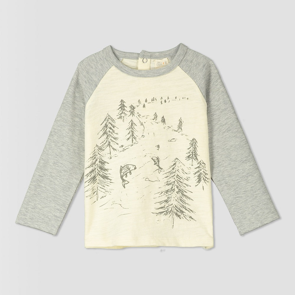 Ettie + H Ruan Raglan Jersey T-Shirt (Ivory Trees)-Apparel-ettie + h--babyandme.ca