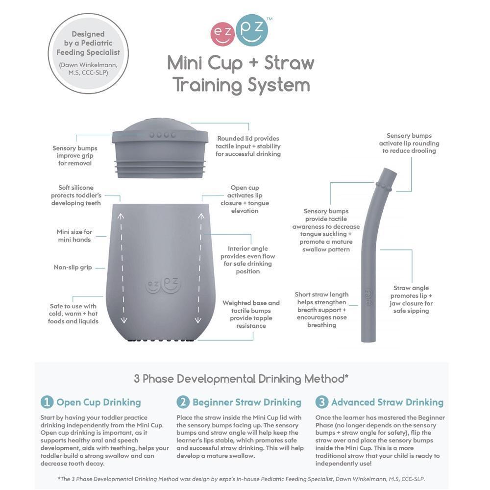 EzPz Mini Cup + Straw Training System (Blue)-Feeding-Ezpz-028318 BL-babyandme.ca