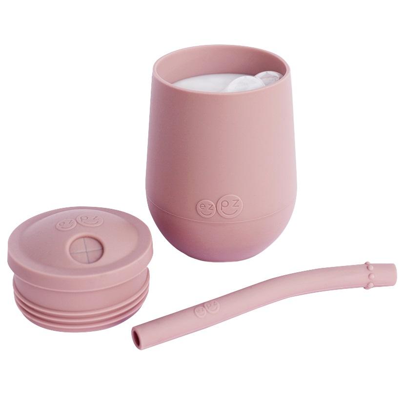 EzPz Mini Cup + Straw Training System (Blush)-Feeding-Ezpz-028318 BS-babyandme.ca
