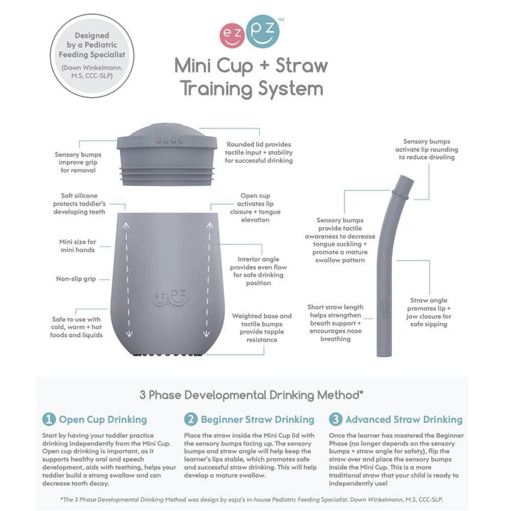 EzPz Mini Cup + Straw Training System (Blush)-Feeding-Ezpz-028318 BS-babyandme.ca
