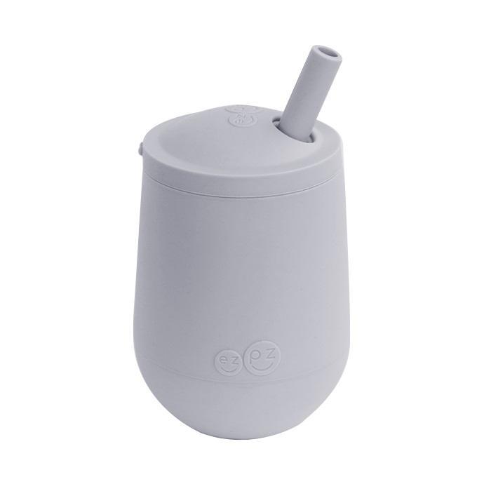 EzPz Mini Cup + Straw Training System (Pewter)-Feeding-Ezpz-028318 PW-babyandme.ca