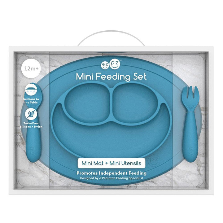 Ezpz Mini Feeding Set (Blue)-Feeding-Ezpz-028319 BL-babyandme.ca