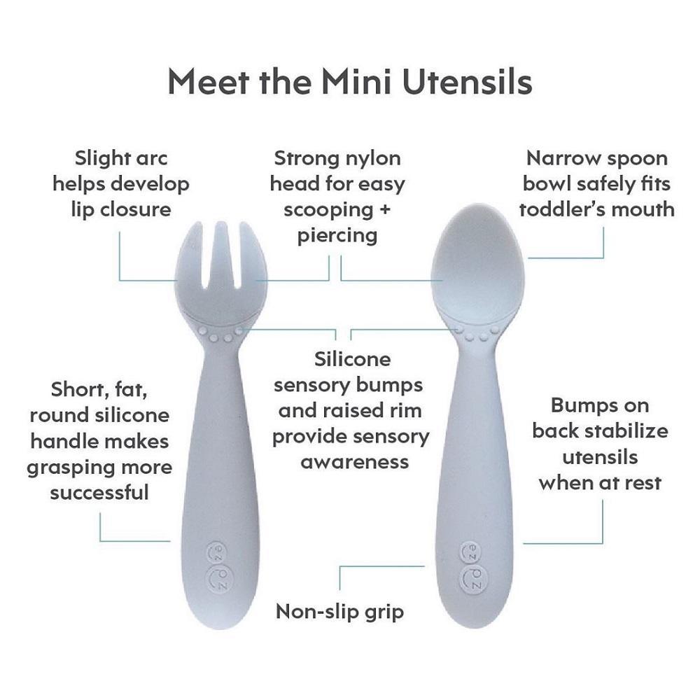 Ezpz - Mini Utensils (Spoon + Fork) - Blush