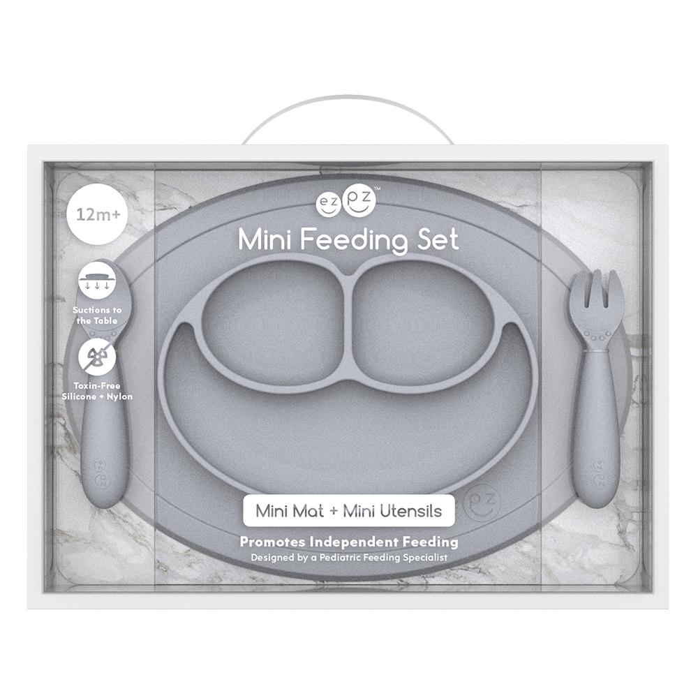 Ezpz Mini Feeding Set (Pewter)-Feeding-Ezpz-028319 PW-babyandme.ca
