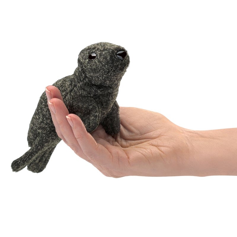 Folkmanis Mini Harbour Seal Finger Puppet-Toys & Learning-Folkmanis-008016 HS-babyandme.ca