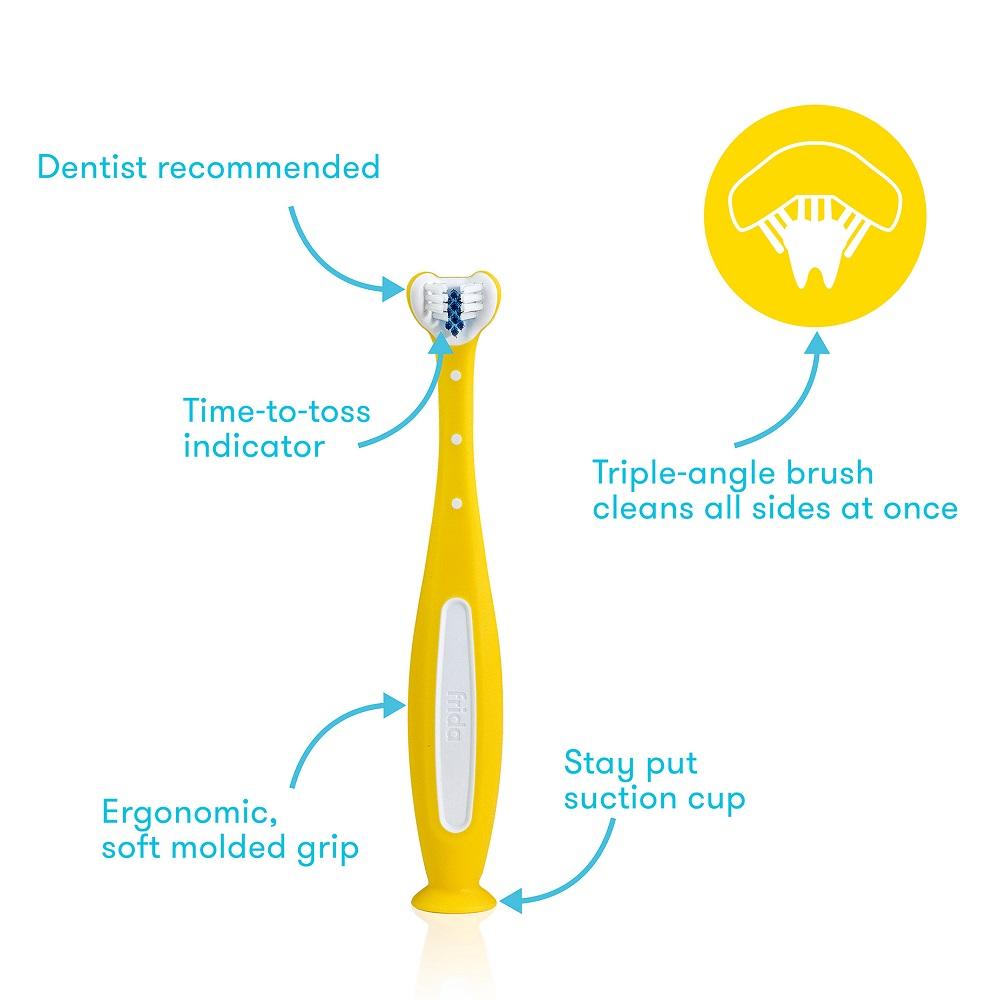 Fridababy SmileFrida Triple Angle Toothhugger (Yellow)-Bath-Fridababy-030075-babyandme.ca