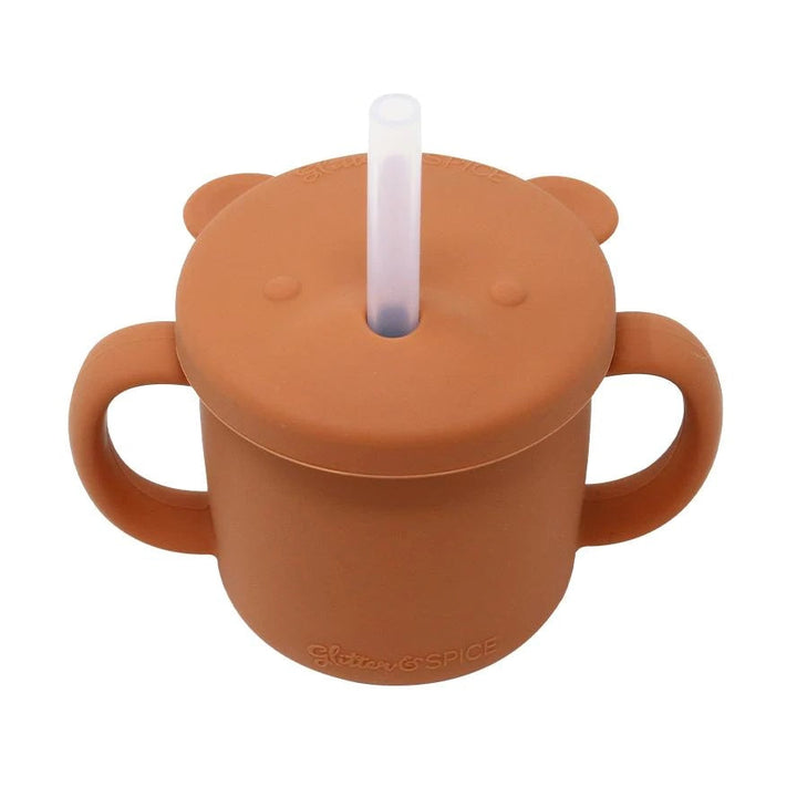 Glitter & Spice Silicone Bear Cup (Moroccan Clay)-Feeding-Glitter & Spice-028634 MC-babyandme.ca