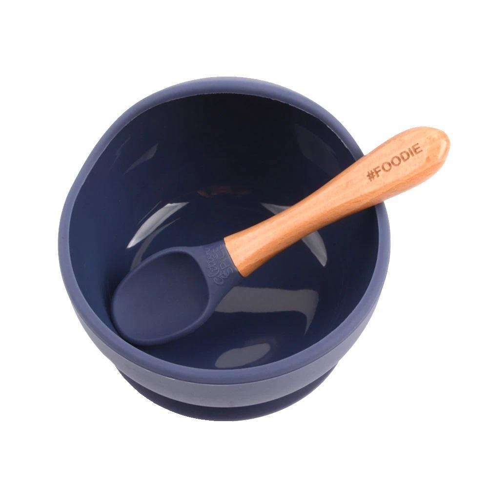 Glitter & Spice Silicone Bowl & Spoon Set (Midnight Blue)-Feeding-Glitter & Spice-028632 MB-babyandme.ca