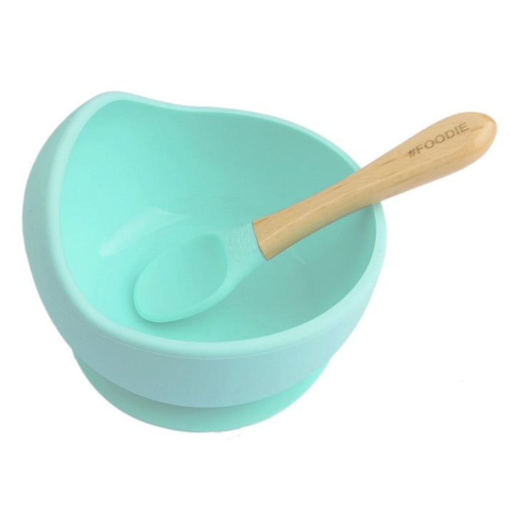 Glitter & Spice Silicone Bowl & Spoon Set (Seafoam)-Feeding-Glitter & Spice-028632 SF-babyandme.ca