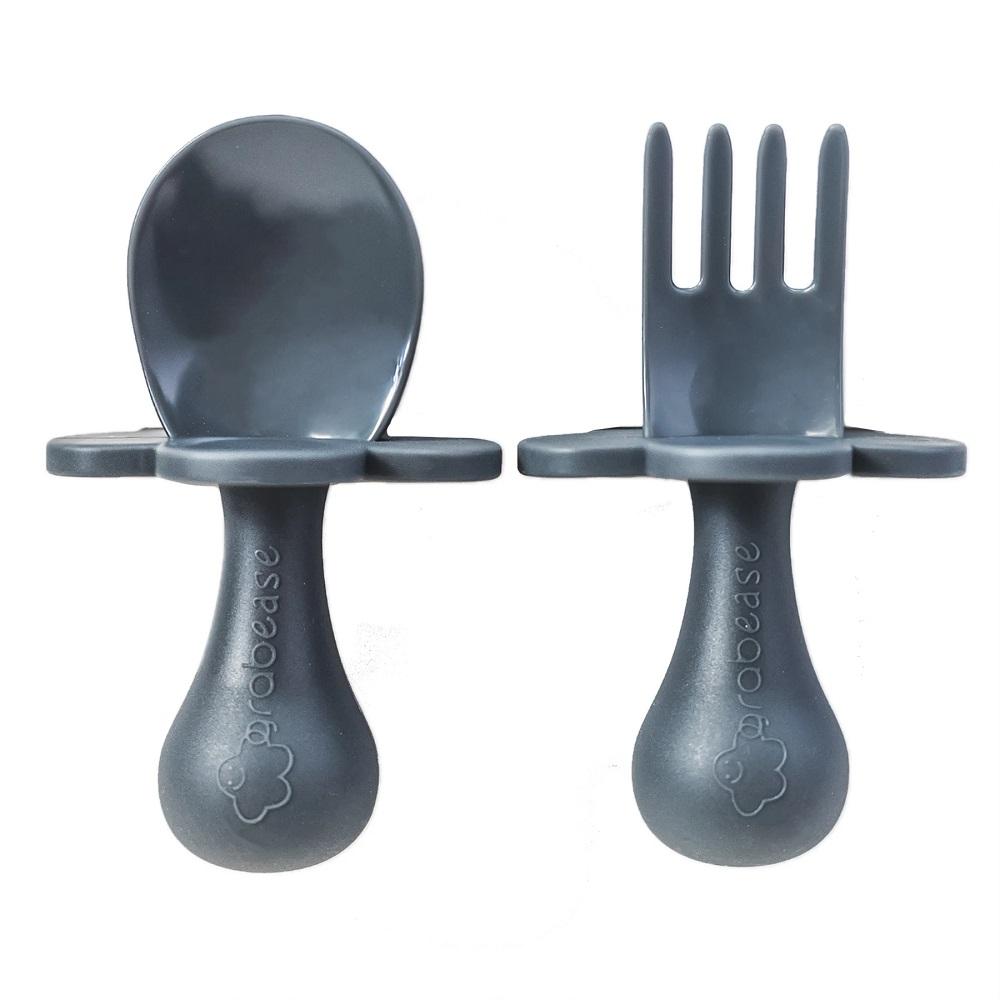 Grabease Fork & Spoon Set (Gray Dream)-Feeding-Grabease-025684 GY-babyandme.ca