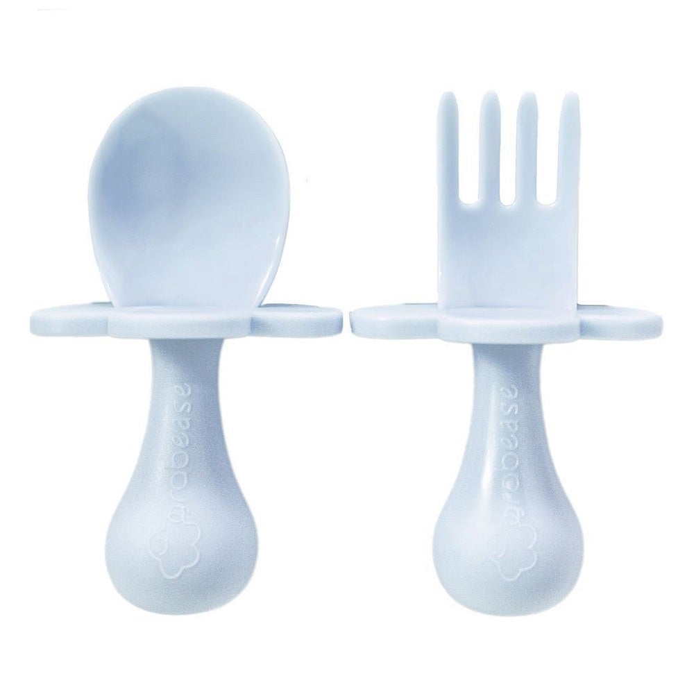 Grabease Fork & Spoon Set (Ice Blue)-Feeding-Grabease-025684 IB-babyandme.ca