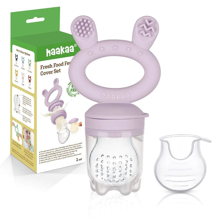Haakaa Fresh Food Teether Feeder & Cover Set (Lavender)-Feeding-Haakaa-031434 LV-babyandme.ca