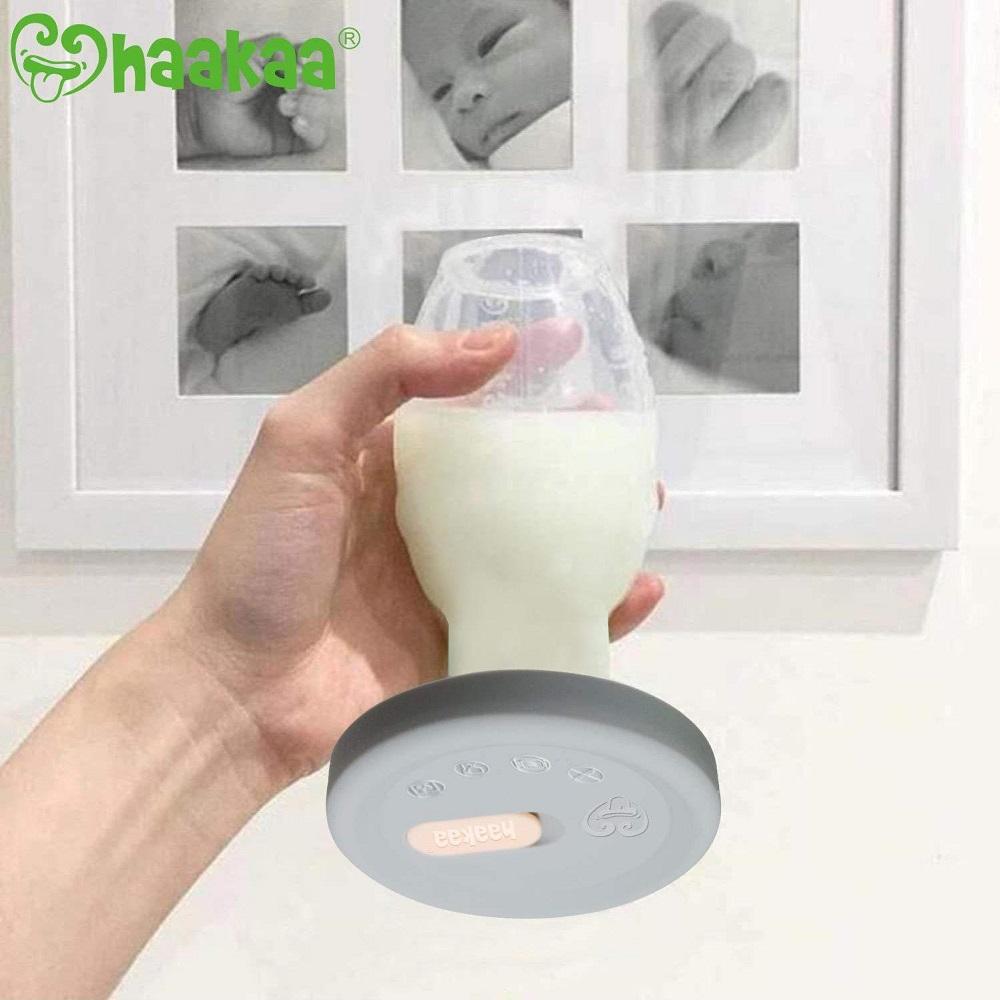 Haakaa Silicone Breast Pump Lid (Grey)-Feeding-Haakaa-028533-babyandme.ca