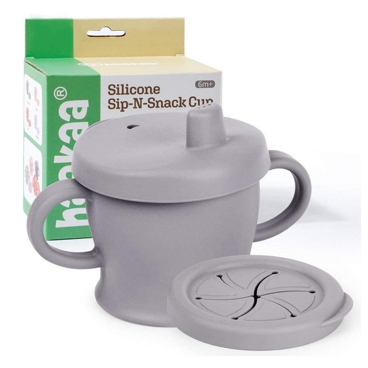 Haakaa Silicone Sip N Snack Cup (Sueva Grey)-Feeding-Haakaa-030089 GY-babyandme.ca