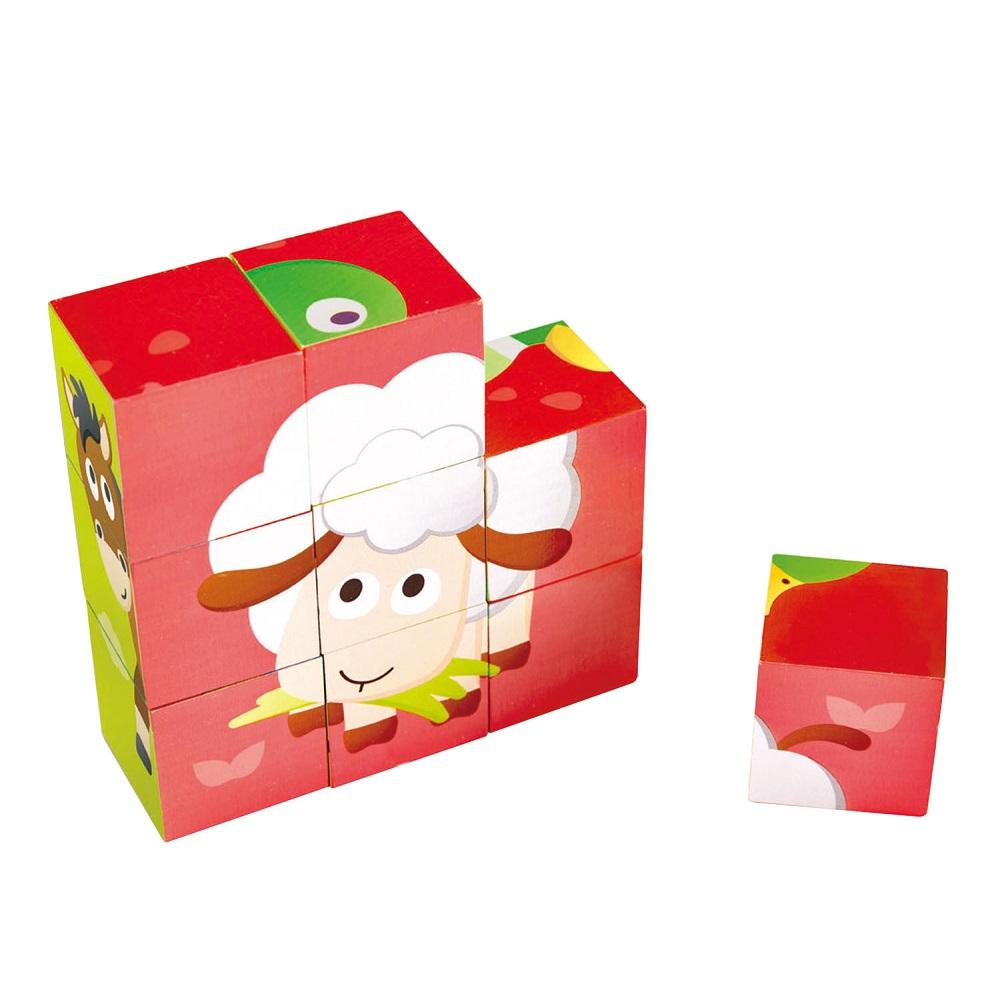 Hape Block Puzzle (Farm Animal)-Toys & Learning-Hape-024150 FA-babyandme.ca