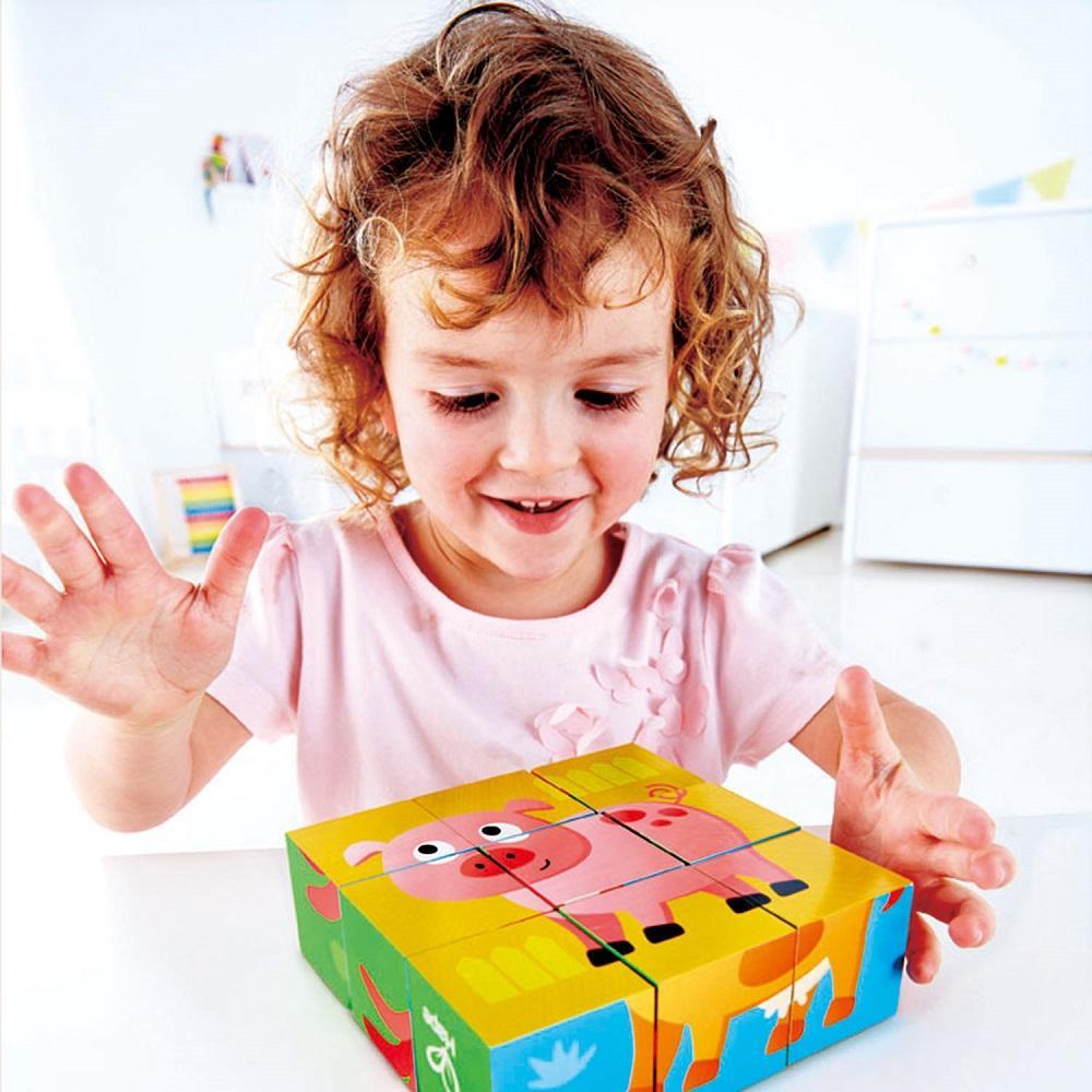 Hape Block Puzzle (Farm Animal)-Toys & Learning-Hape-024150 FA-babyandme.ca