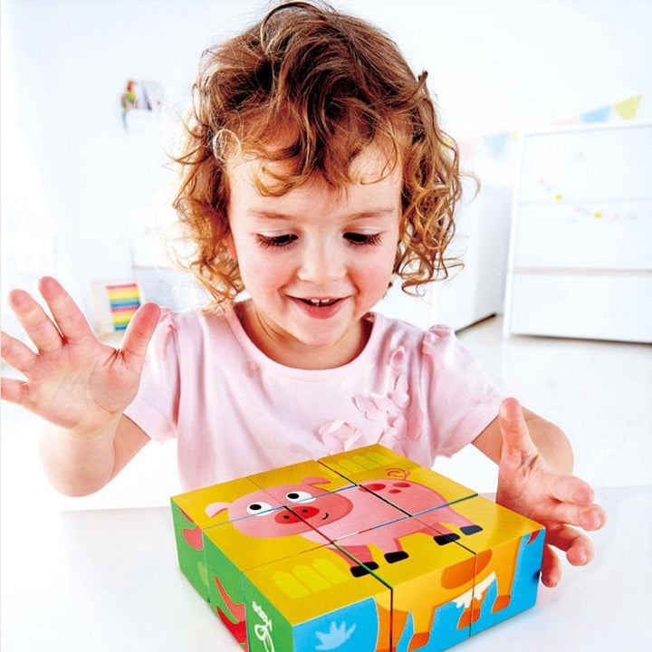 Hape Block Puzzle (Farm Animal)-Toys & Learning-Hape-024150 FA-babyandme.ca