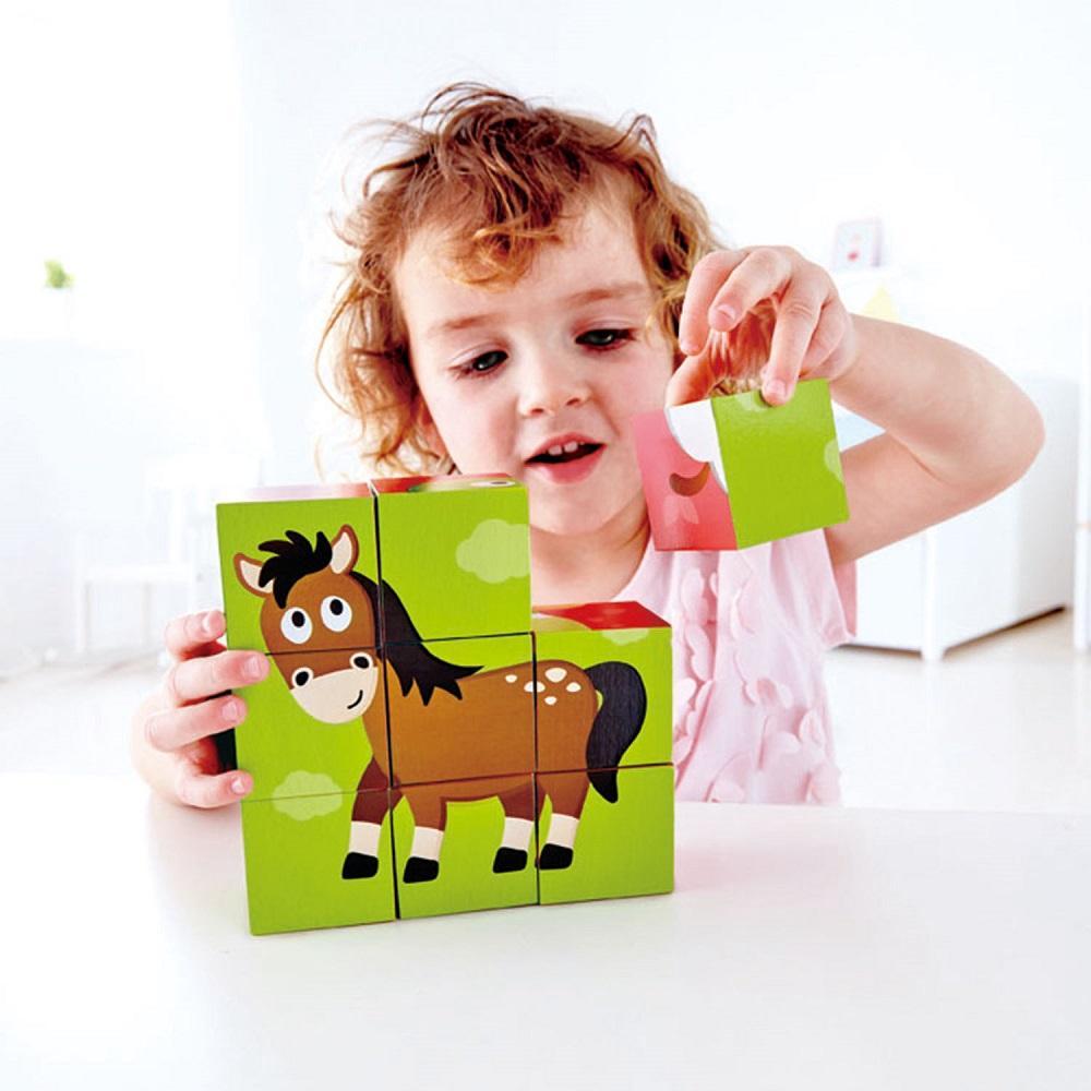 Hape Block Puzzle (Farm Animal)-Toys & Learning-Hape-024150 FA-babyandme.ca