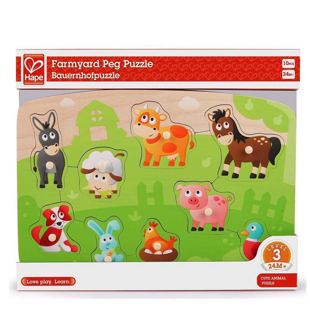 Hape Farmyard Peg Puzzle-Toys & Learning-Hape-009071 FY-babyandme.ca