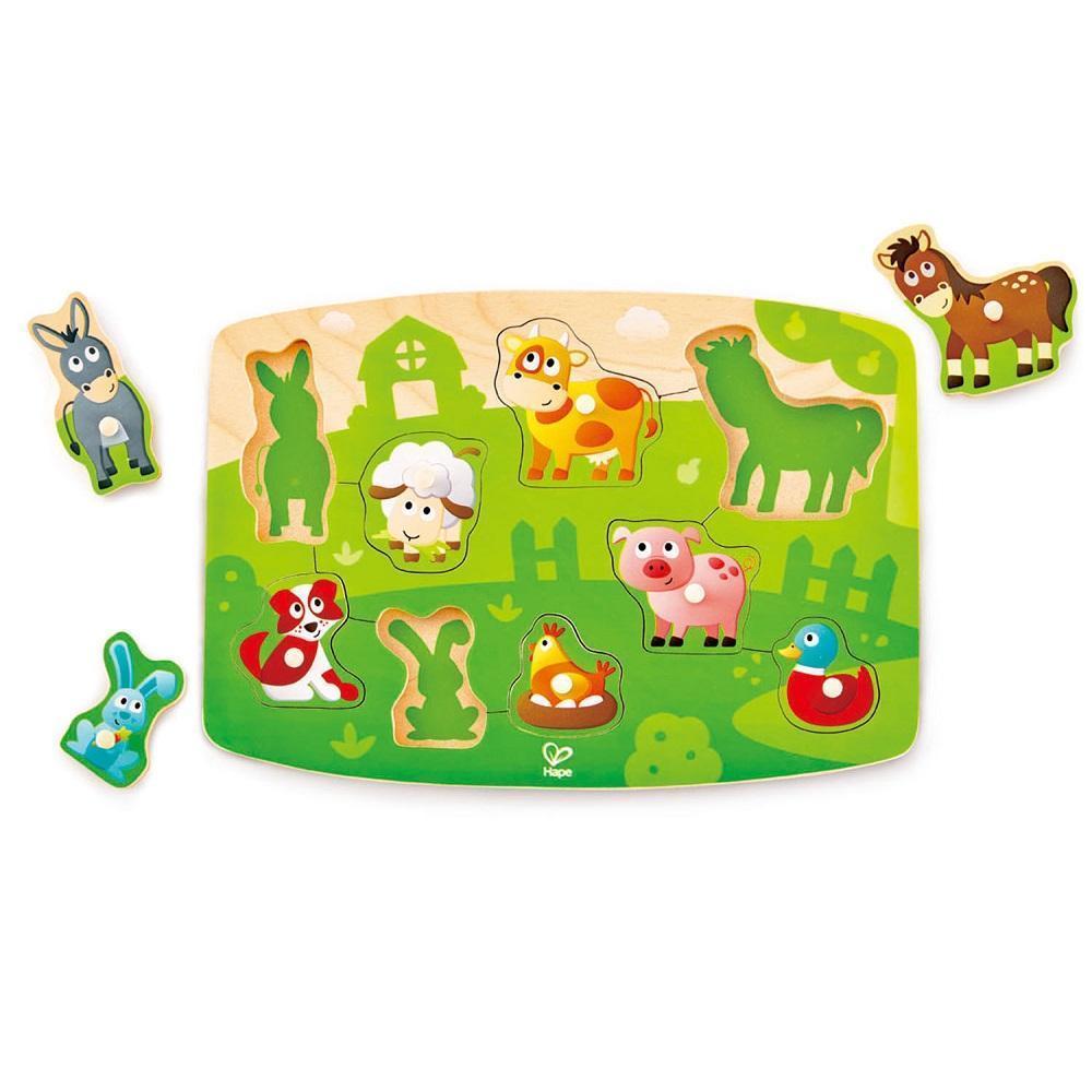 Hape Farmyard Peg Puzzle-Toys & Learning-Hape-009071 FY-babyandme.ca