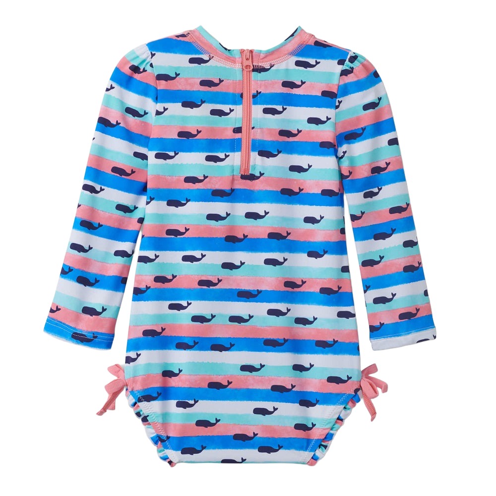 Hatley Baby One-Piece Rashguard Swimsuit (Nautical Whales)-Apparel-Hatley--babyandme.ca