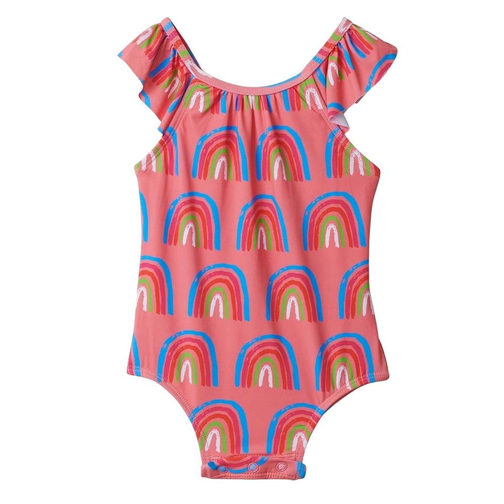 Hatley Baby Ruffle Swimsuit (Lucky Rainbows)-Apparel-Hatley--babyandme.ca