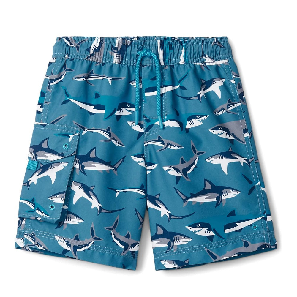 Hatley Board Shorts (Sneak Around Sharks)-Apparel-Hatley--babyandme.ca