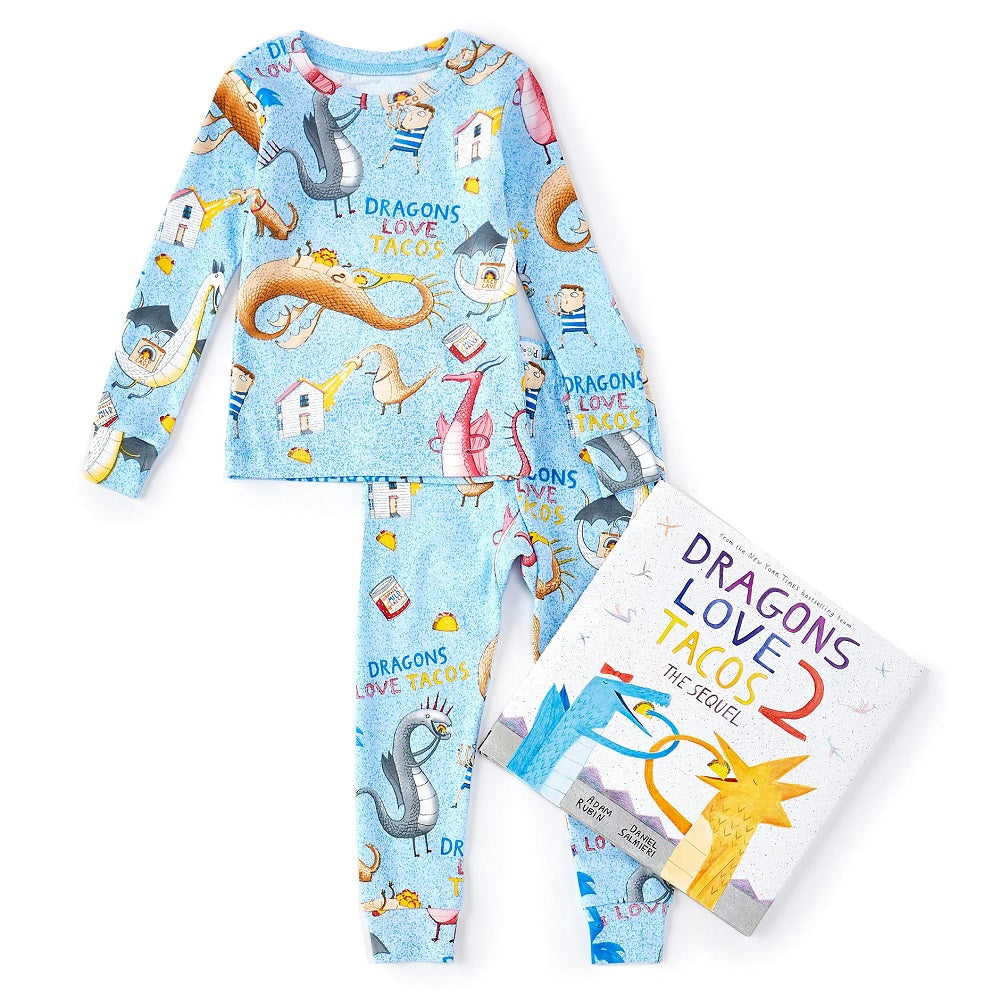 Hatley Books to Bed Pajama & Book Set (Dragons Love Tacos 2)-Apparel-Hatley--babyandme.ca