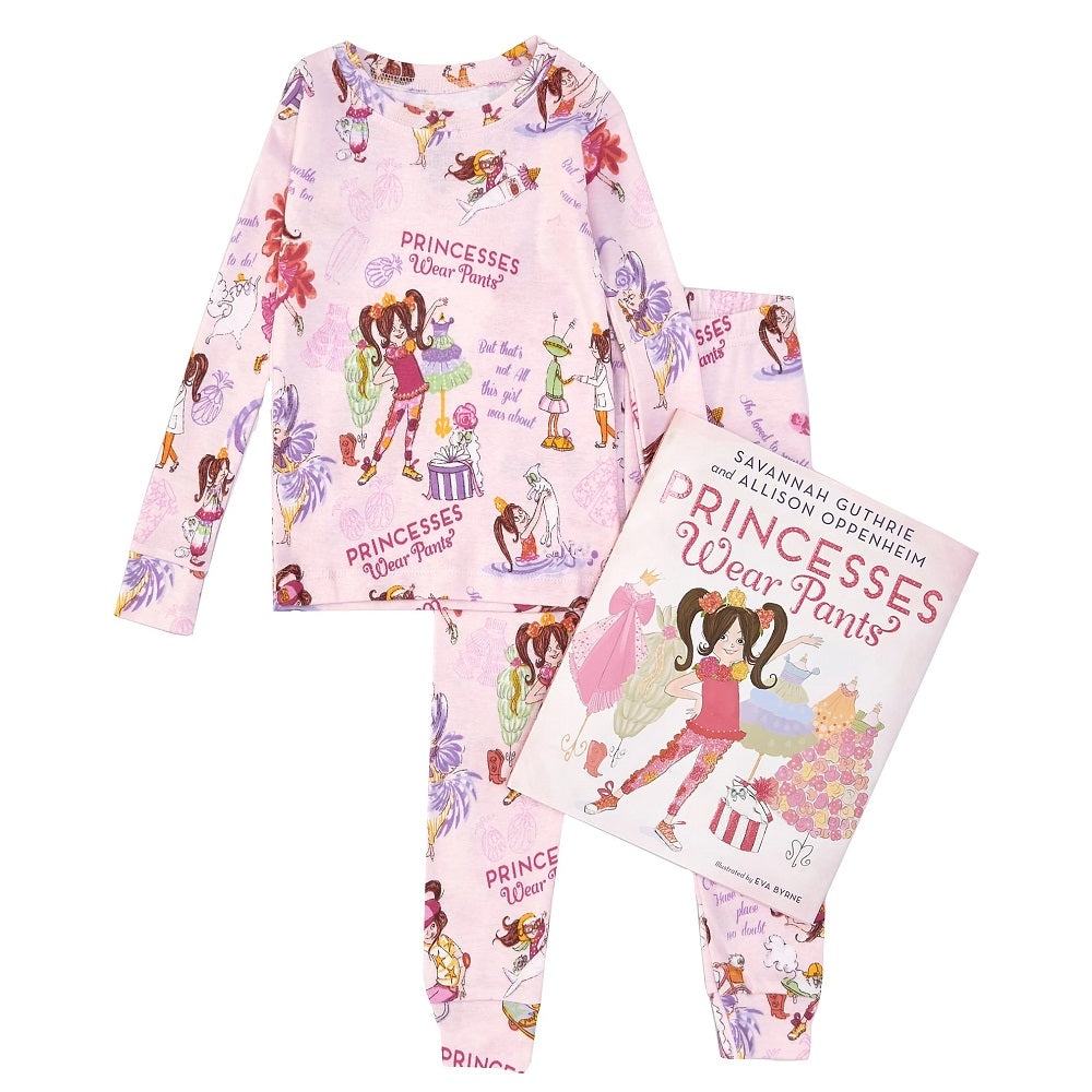 Hatley Books to Bed Pajama & Book Set (Princesses Wear Pants)-Apparel-Hatley--babyandme.ca
