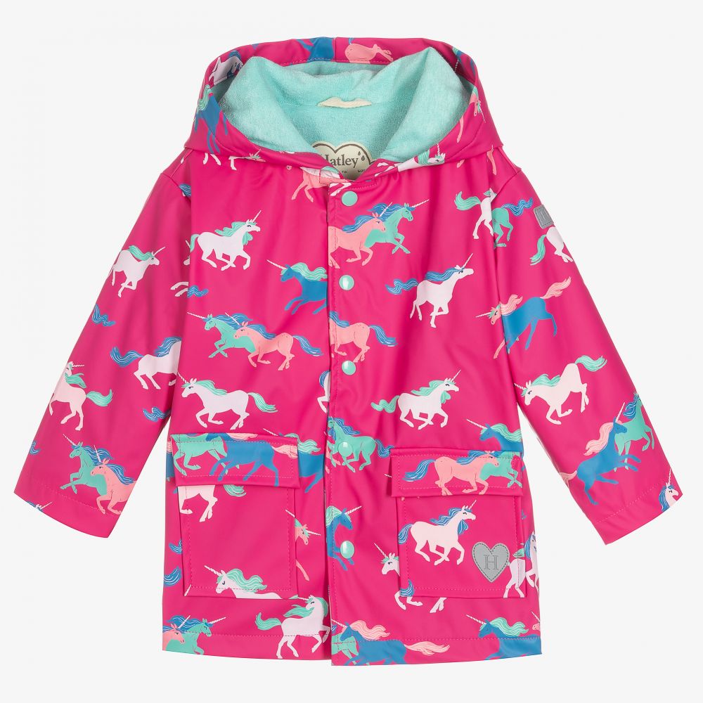 Hatley Colour Changing Raincoat (Frolicking Unicorns)-Apparel-Hatley--babyandme.ca
