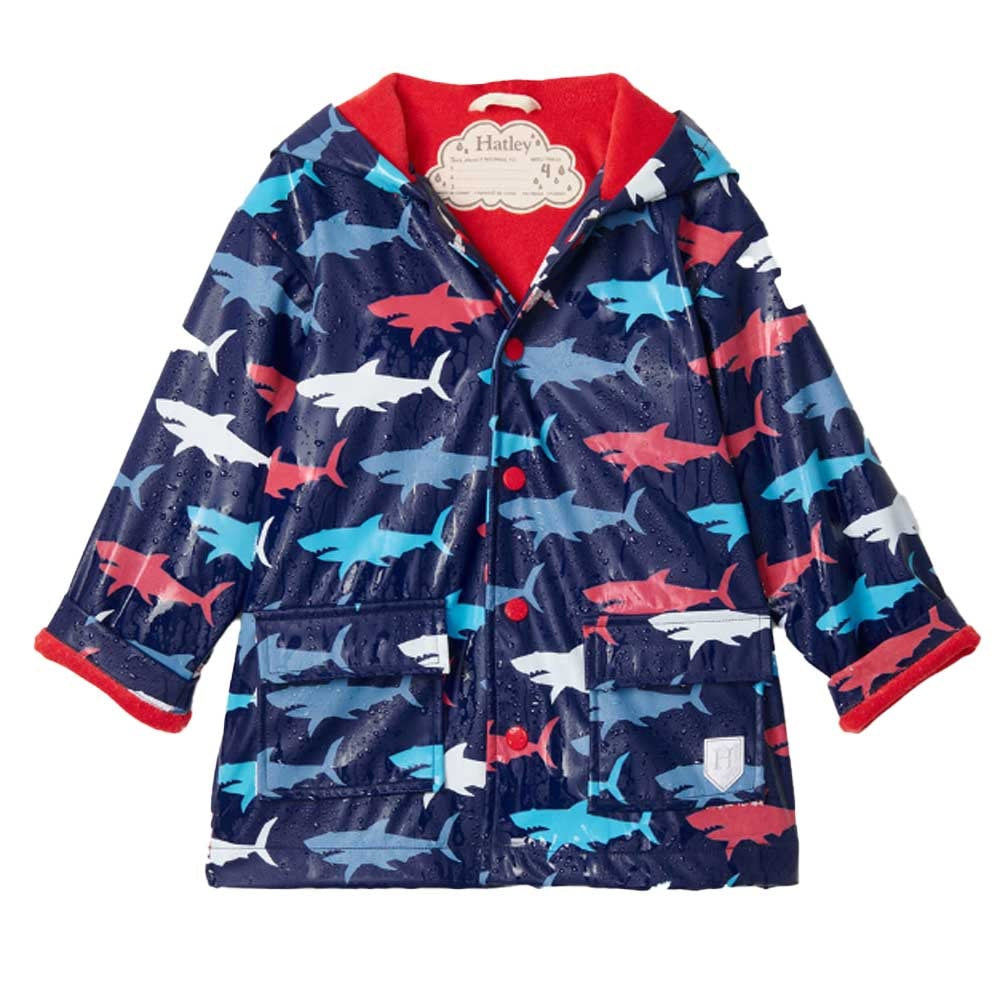Hatley Colour Changing Raincoat (Hungry Sharks)-Apparel-Hatley--babyandme.ca