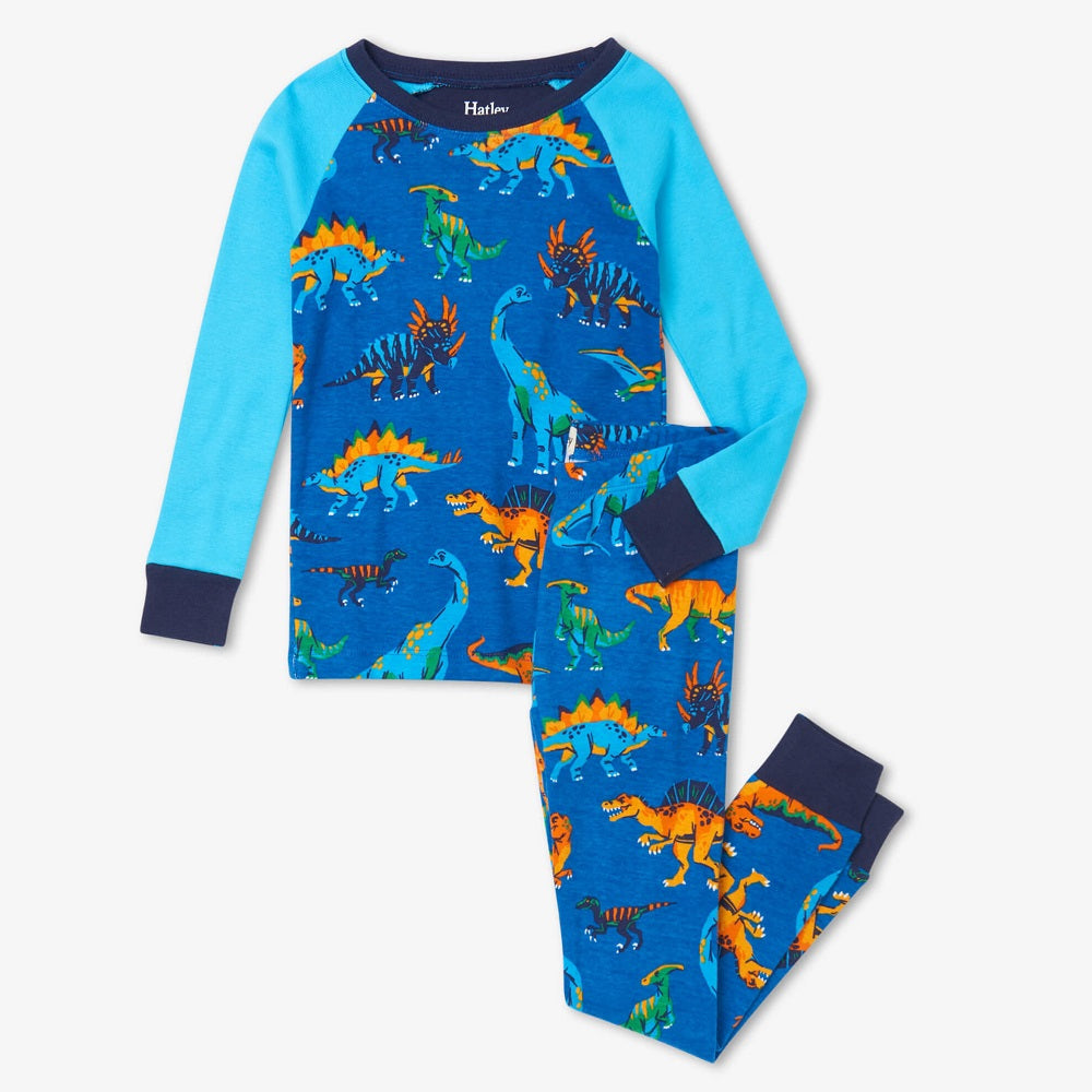 Hatley Raglan Pajama Set (Dino Park)-Apparel-Hatley--babyandme.ca
