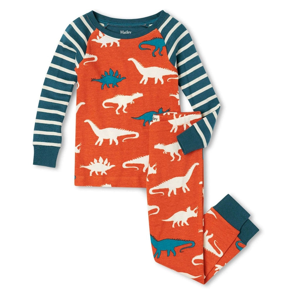 Hatley Raglan Pajama Set (Dino Silhouettes)-Apparel-Hatley--babyandme.ca