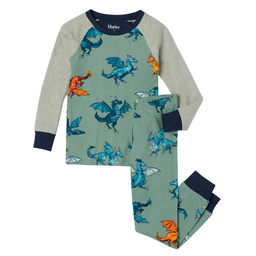 Hatley Raglan Pajama Set (Enchanted Dragons)-Apparel-Hatley--babyandme.ca