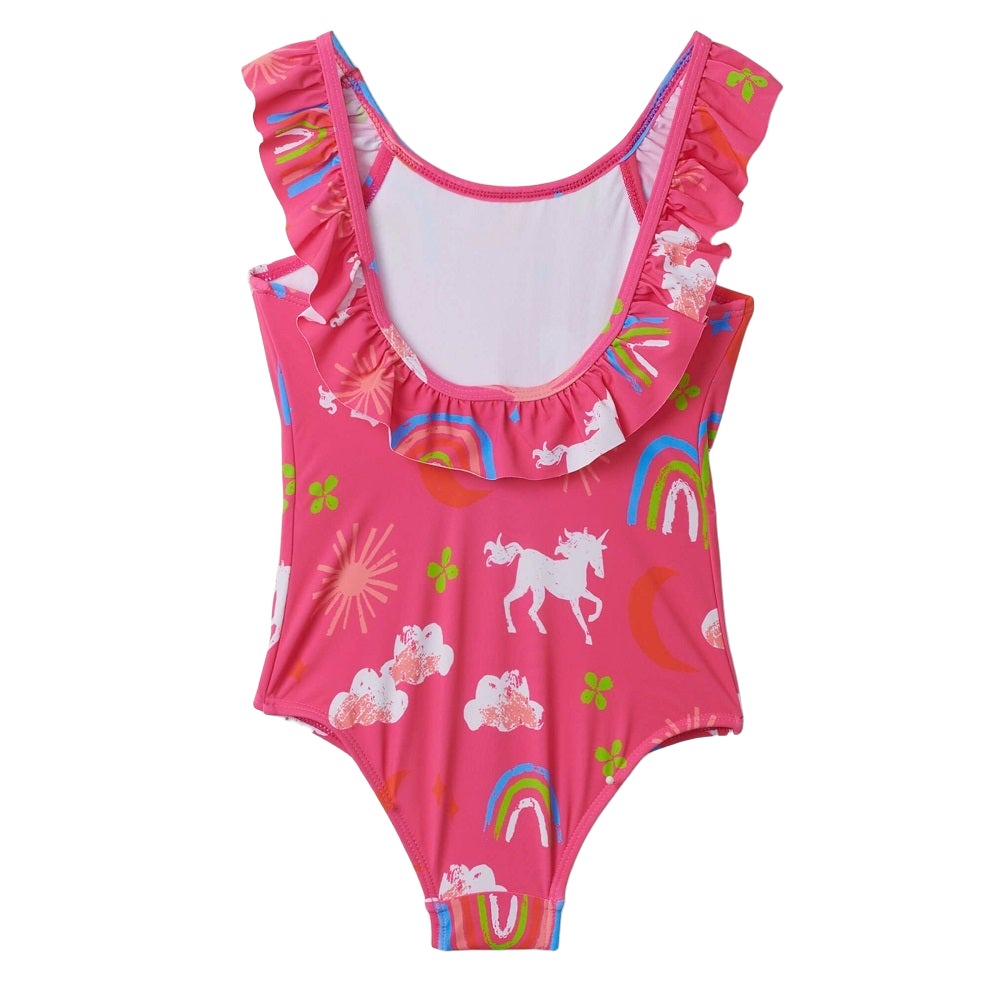 Hatley Ruffle Sleeve Swimsuit (Unicorns & Rainbows)-Apparel-Hatley--babyandme.ca