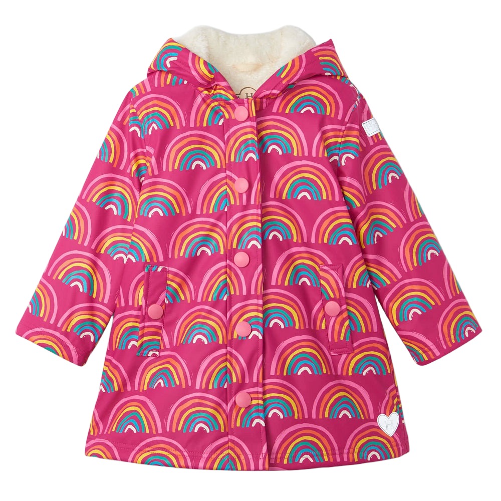 Hatley Sherpa Lined Splash Jacket (Rainy Rainbows)-Apparel-Hatley--babyandme.ca