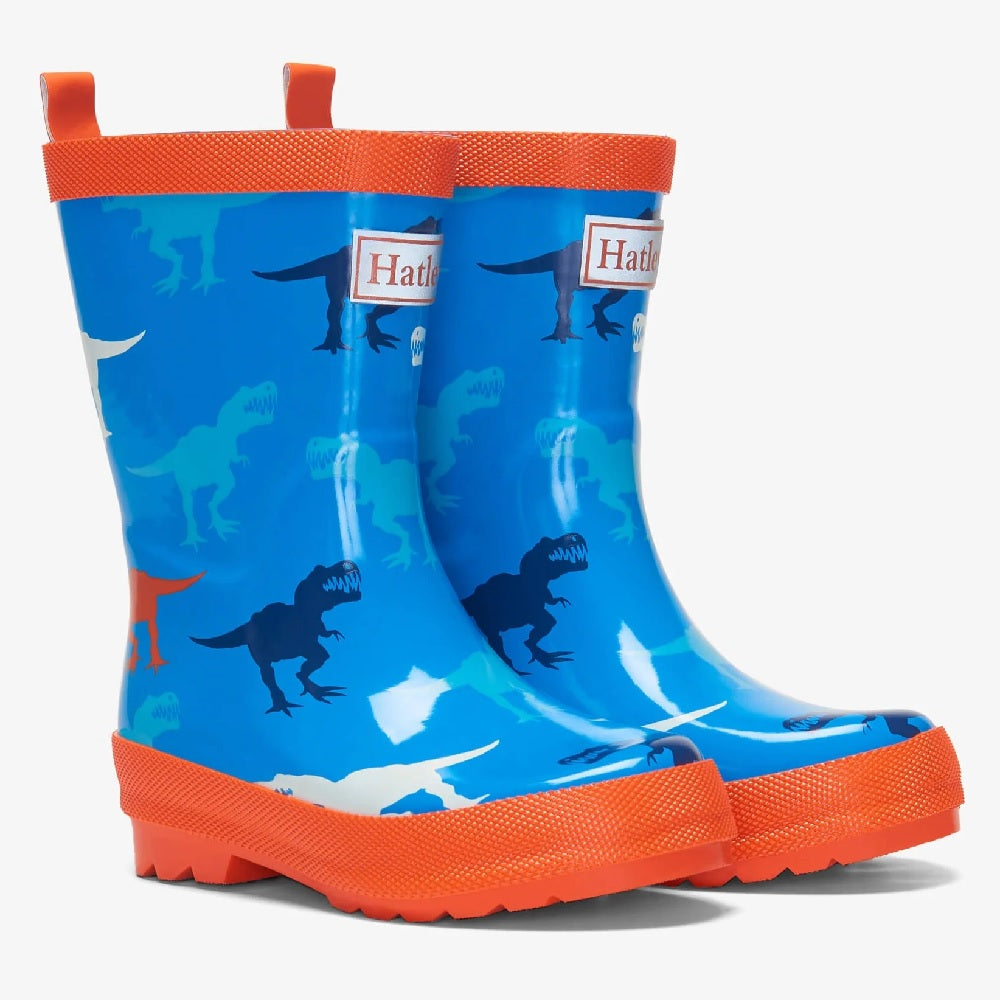 Hatley Shiny Rain Boots (Giant T-Rex)-Apparel-Hatley--babyandme.ca