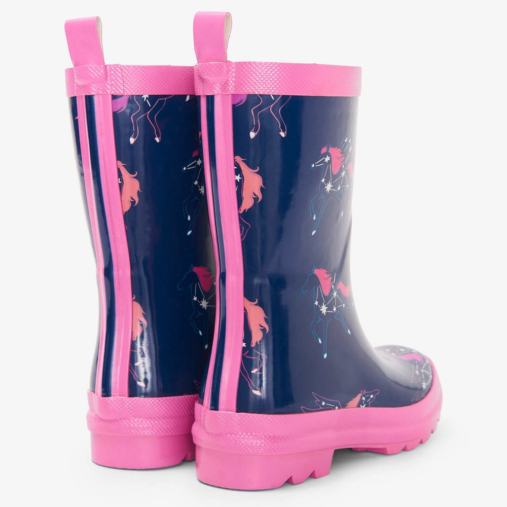 Hatley Shiny Rain Boots (Pegasus Constellations)-Apparel-Hatley--babyandme.ca