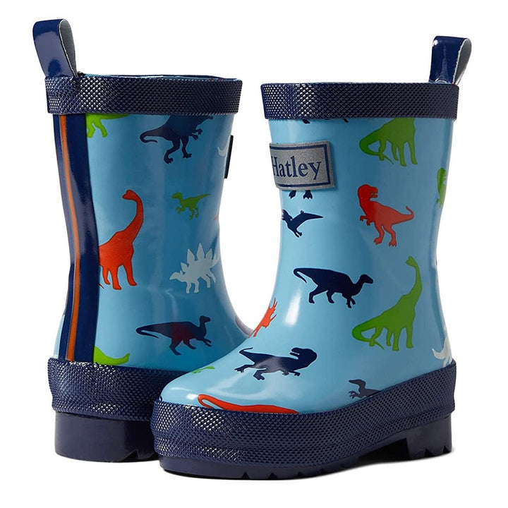 Hatley Shiny Rain Boots (Prehistoric Dinos)-Apparel-Hatley--babyandme.ca