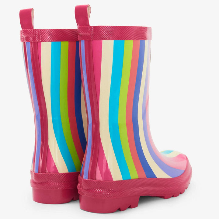 Hatley Shiny Rain Boots (Rainbow Stripes Vertical)-Apparel-Hatley--babyandme.ca