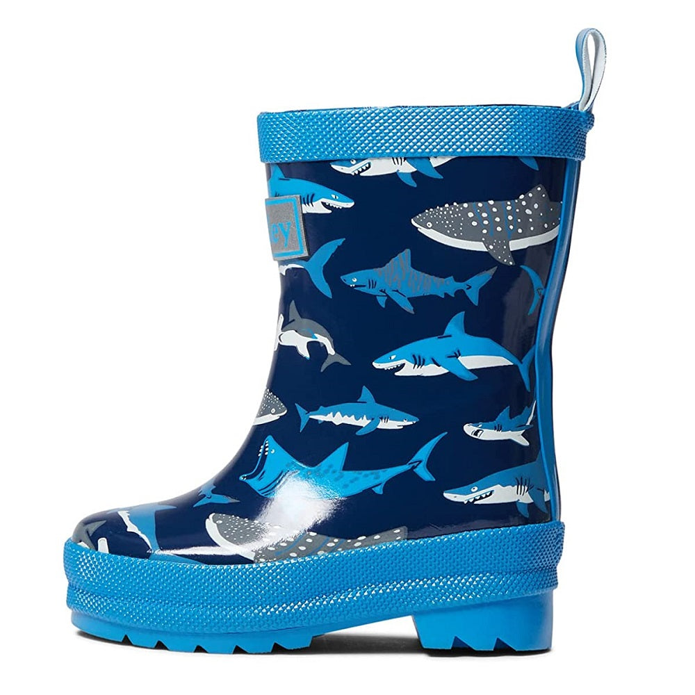 Hatley Shiny Rain Boots (Shark School)-Apparel-Hatley--babyandme.ca