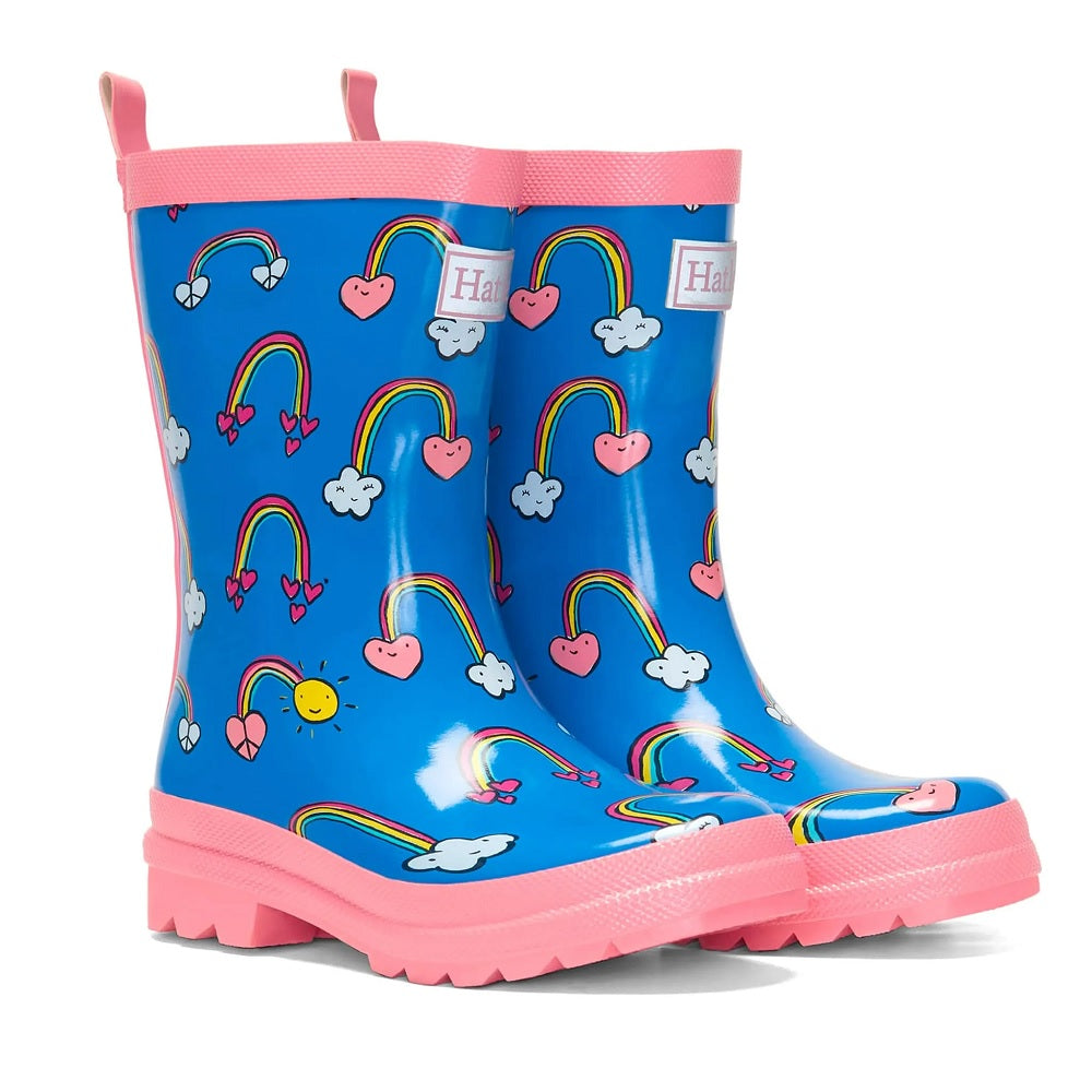 Hatley Shiny Rain Boots (Summer Sky)-Apparel-Hatley--babyandme.ca