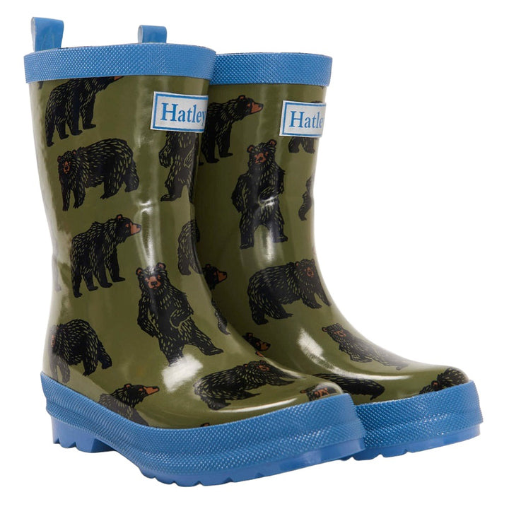 Hatley Shiny Rain Boots (Wild Bears)-Apparel-Hatley--babyandme.ca