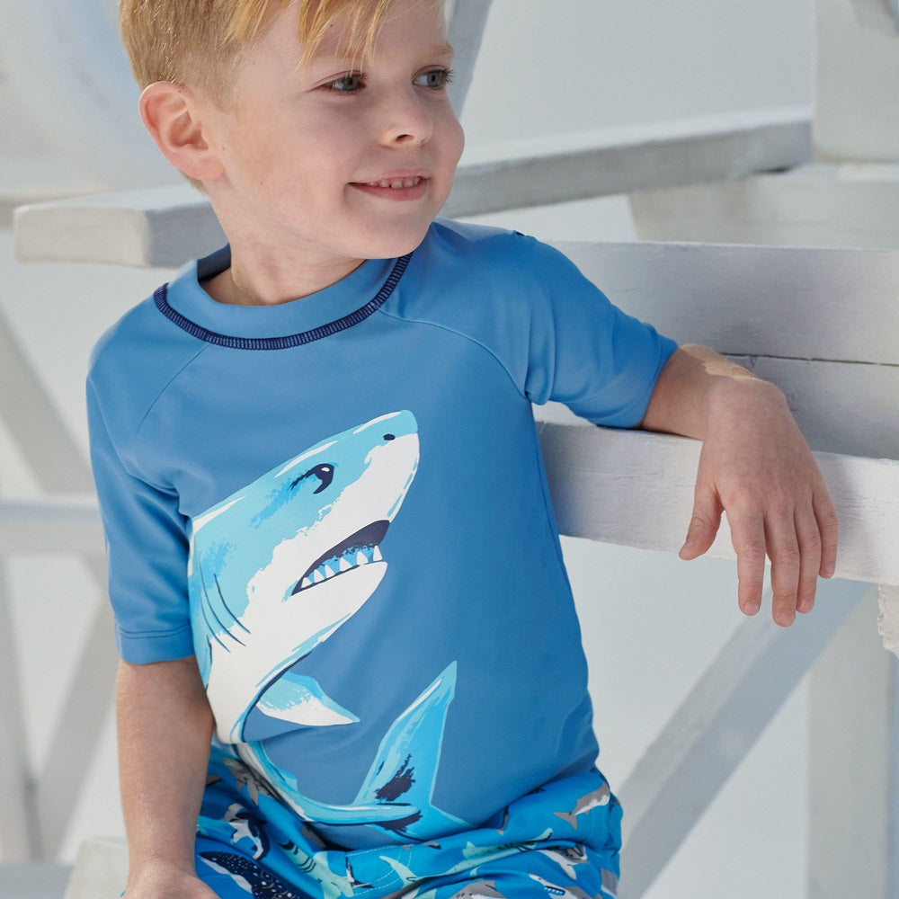 Hatley Short Sleeve Rashguard (Deep Sea Shark)-Apparel-Hatley--babyandme.ca