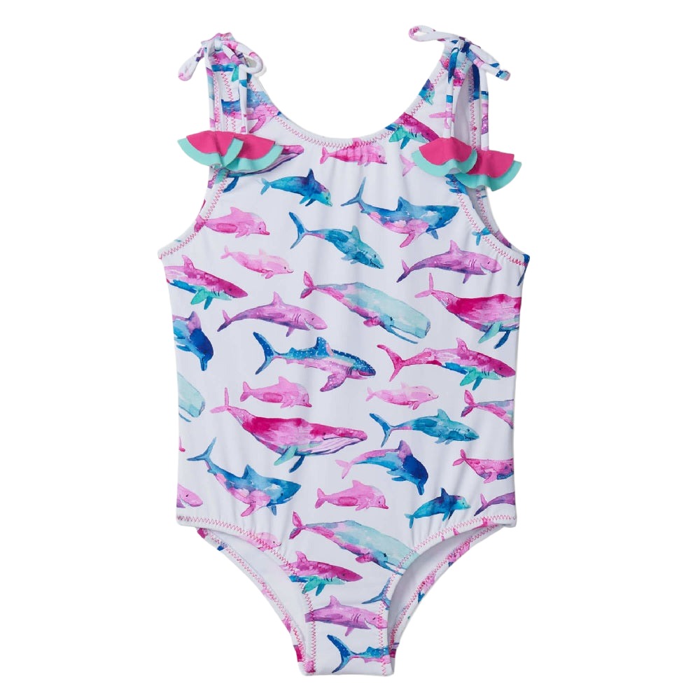 Hatley Shoulder Bow Swimsuit (Sea Creature)-Apparel-Hatley--babyandme.ca