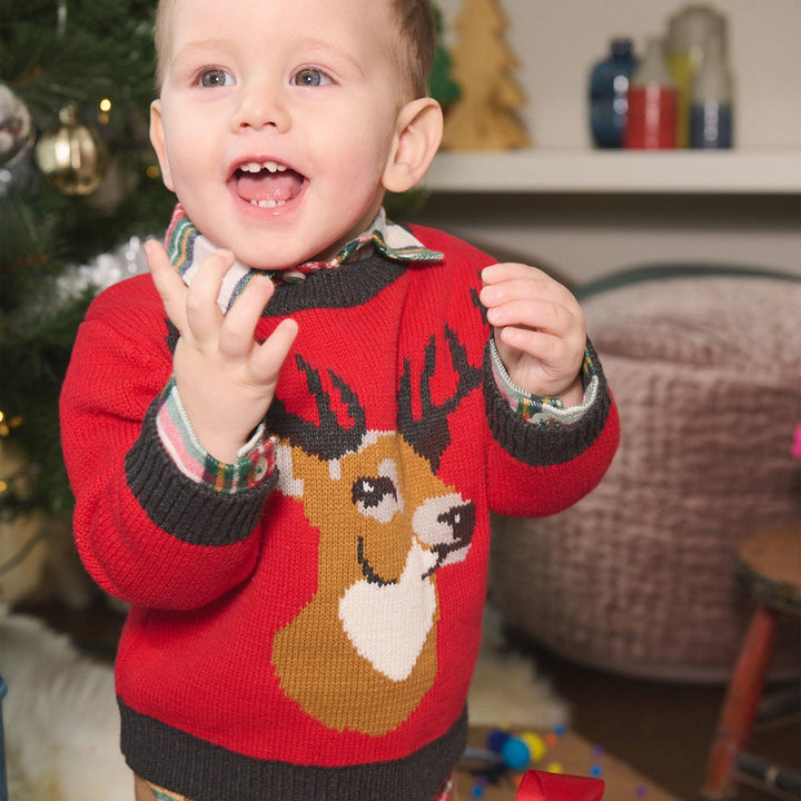 Hatley Sweater (Holiday Stag) - FINAL SALE-Apparel-Hatley--babyandme.ca