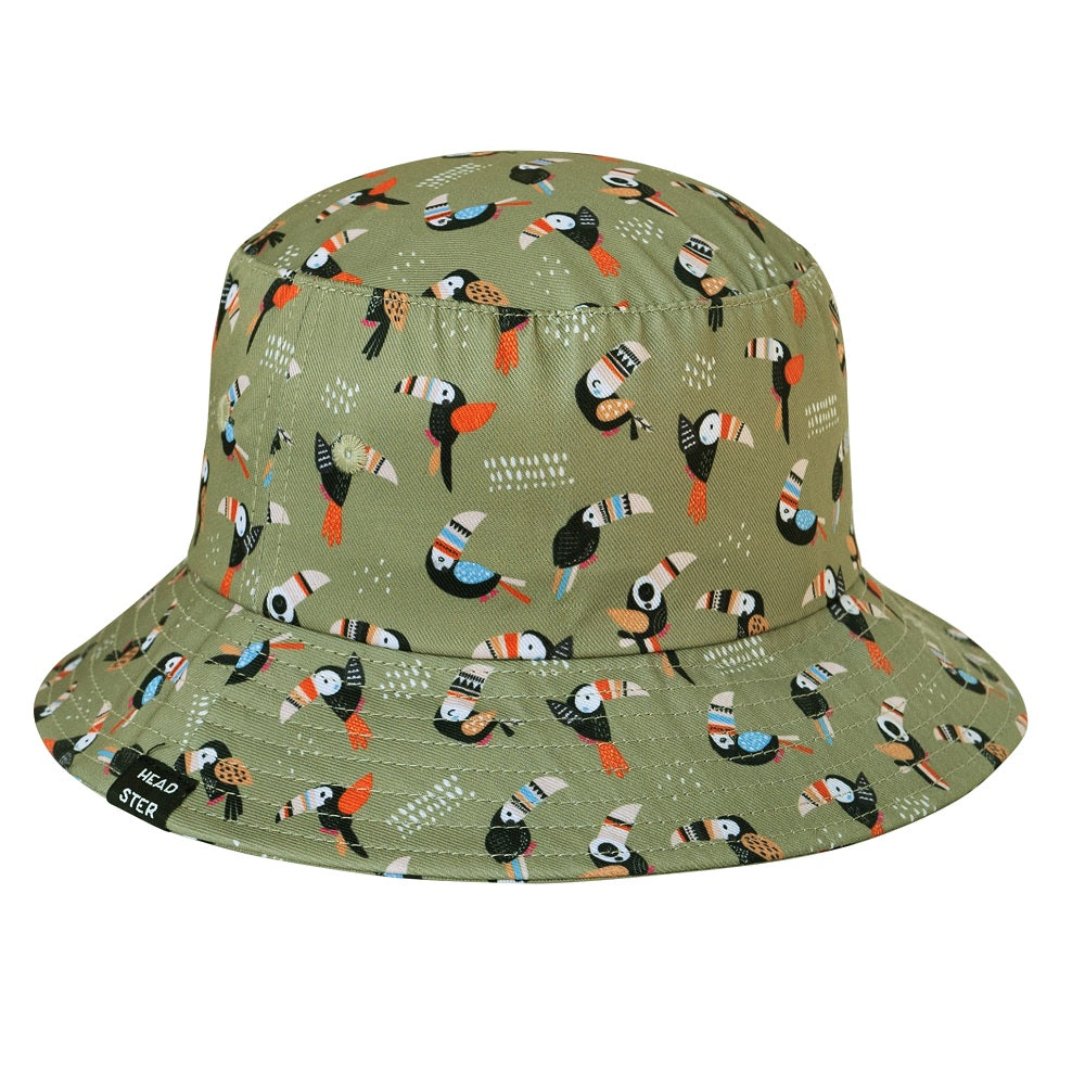 Headster Kids Crazy Toucan Iguana Bucket Hat-Apparel-Headster Kids--babyandme.ca