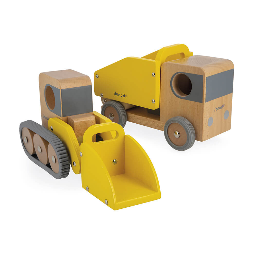 Janod Bolid Dump Truck and Bulldozer-Toys & Learning-Janod-030931-babyandme.ca