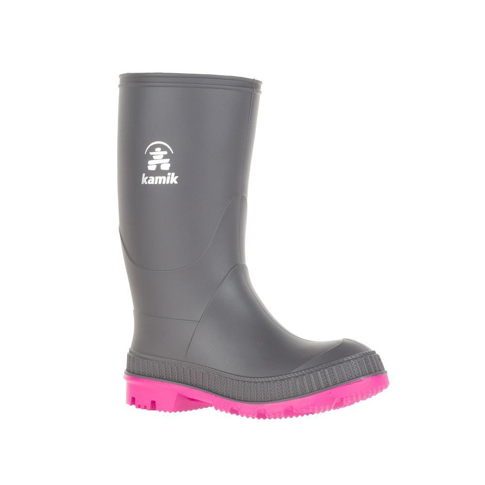 Kamik Stomp Rain Boot (Charcoal Magenta)-Apparel-Kamik--babyandme.ca