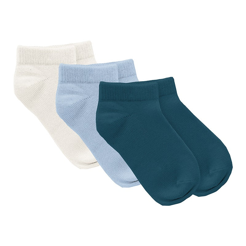 KicKee Pants Ankle Socks 3-Pack (Peacock/Natural/Pond)-Apparel-KicKee Pants--babyandme.ca